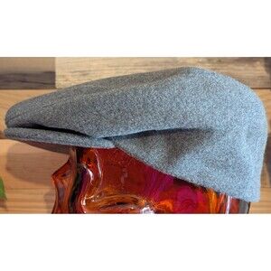 Vintage Stevens Newsboy Paper Boy Gray Flat Wool Cap Hat Lined Medium Men's USA